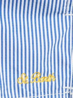 Costume da bagno da bambino di media lunghezza a righe in seersucker Patmos Jr