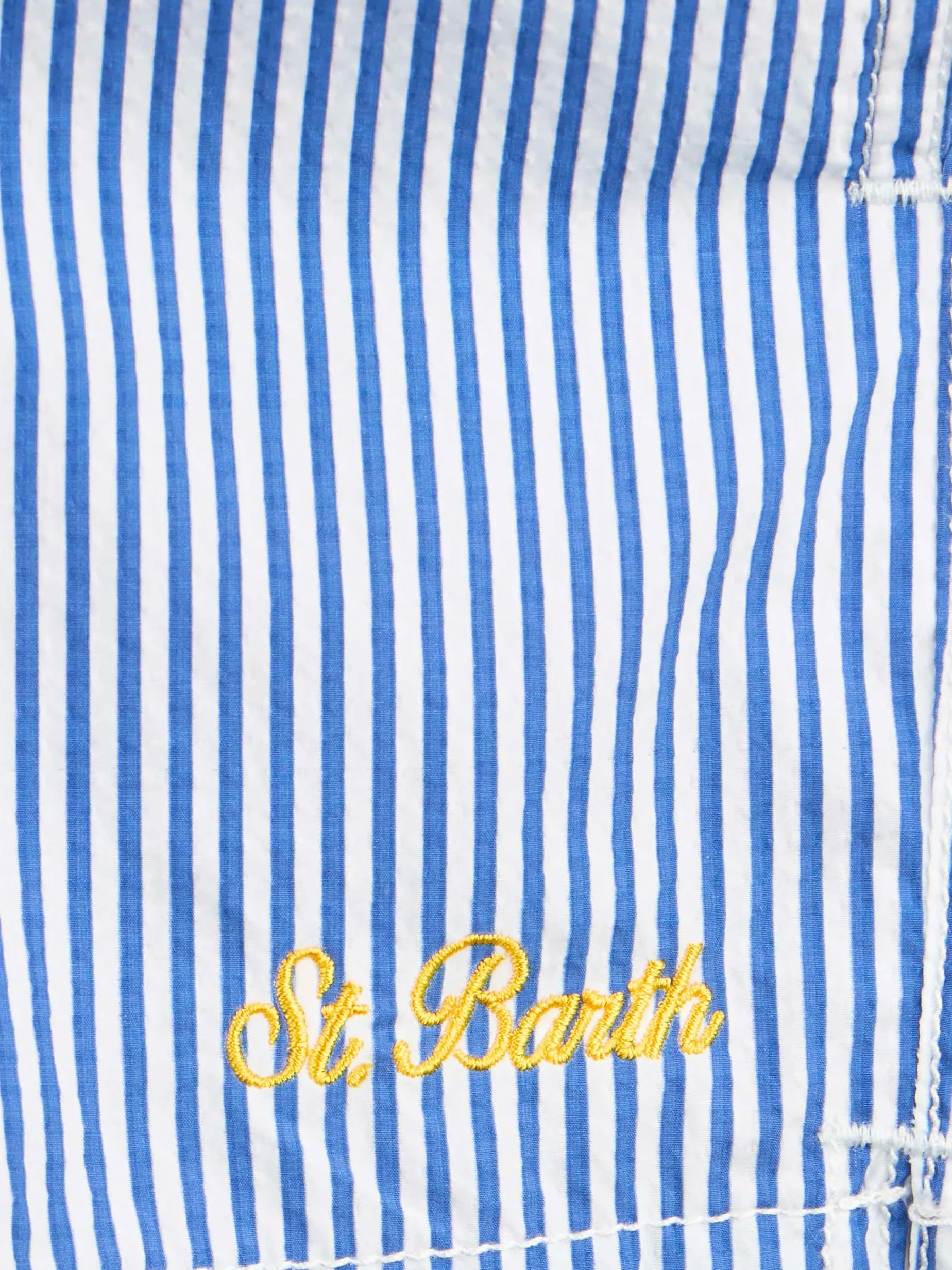 Costume da bagno da bambino di media lunghezza a righe in seersucker Patmos Jr