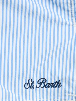 Costume da bagno da bambino di media lunghezza a righe in seersucker Patmos Jr