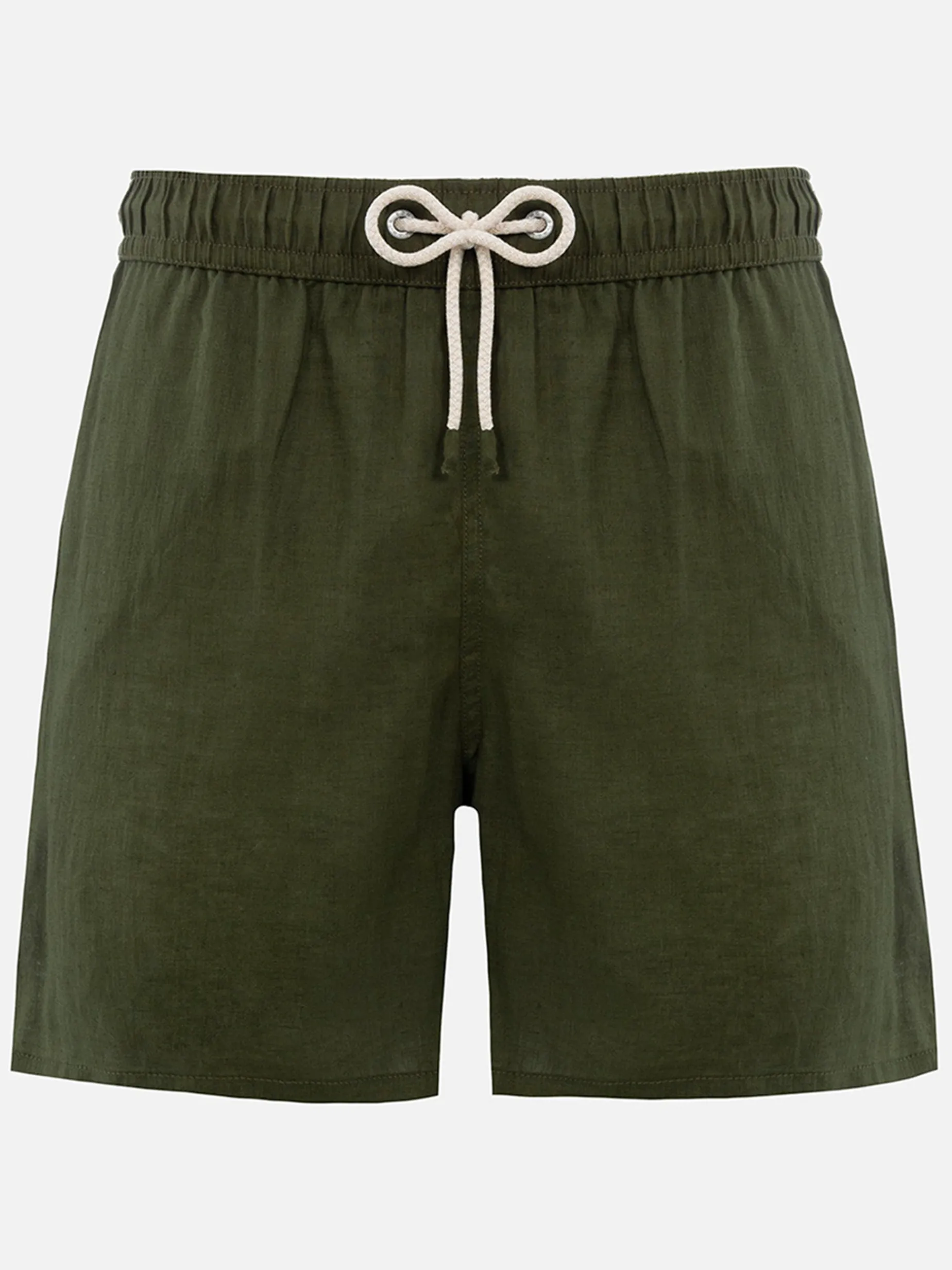 Costume da bagno da uomo di media lunghezza in lino verde militare Gustavia