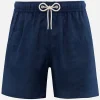 Costume da bagno da uomo di media lunghezza in lino blu navy Gustavia