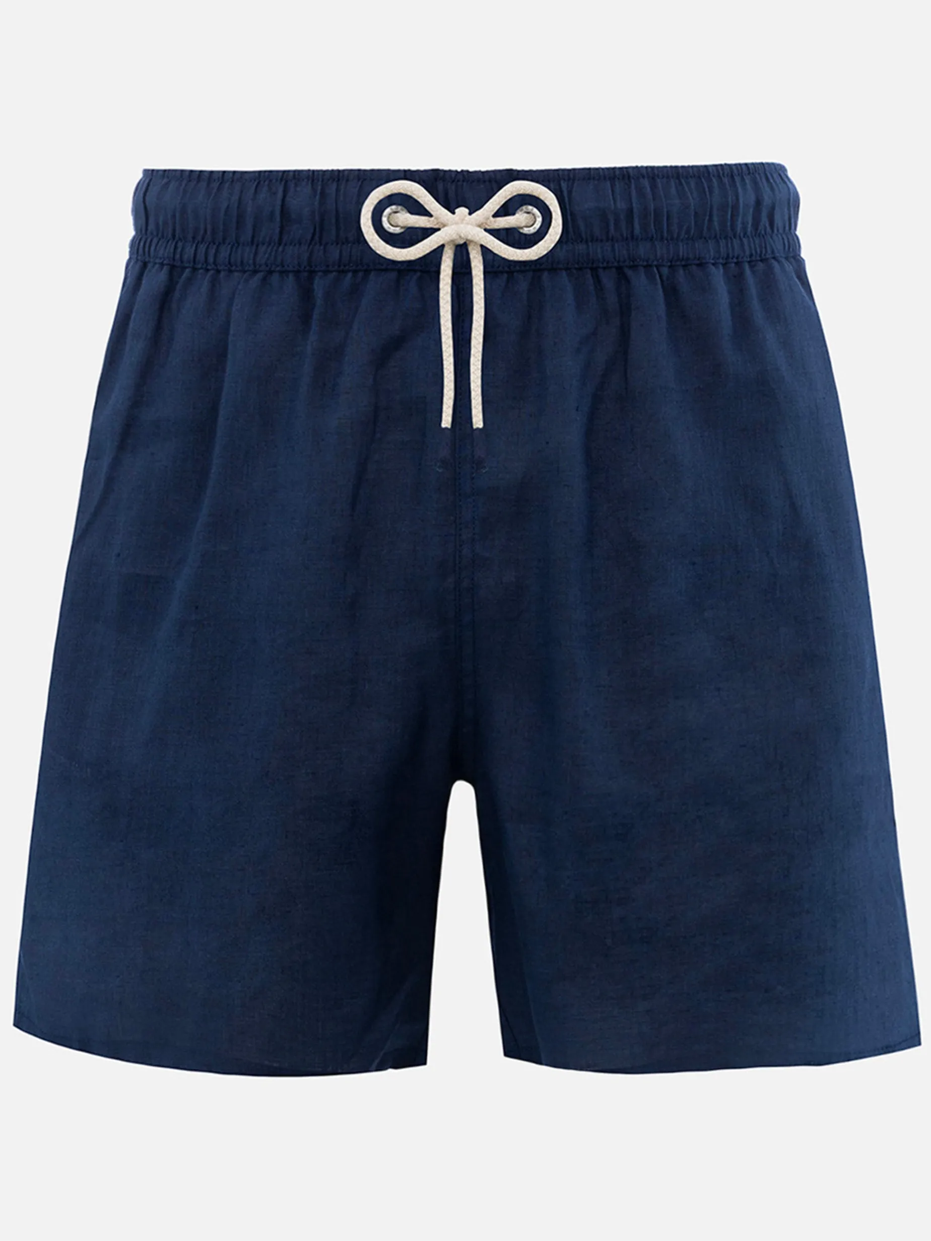 Costume da bagno da uomo di media lunghezza in lino blu navy Gustavia