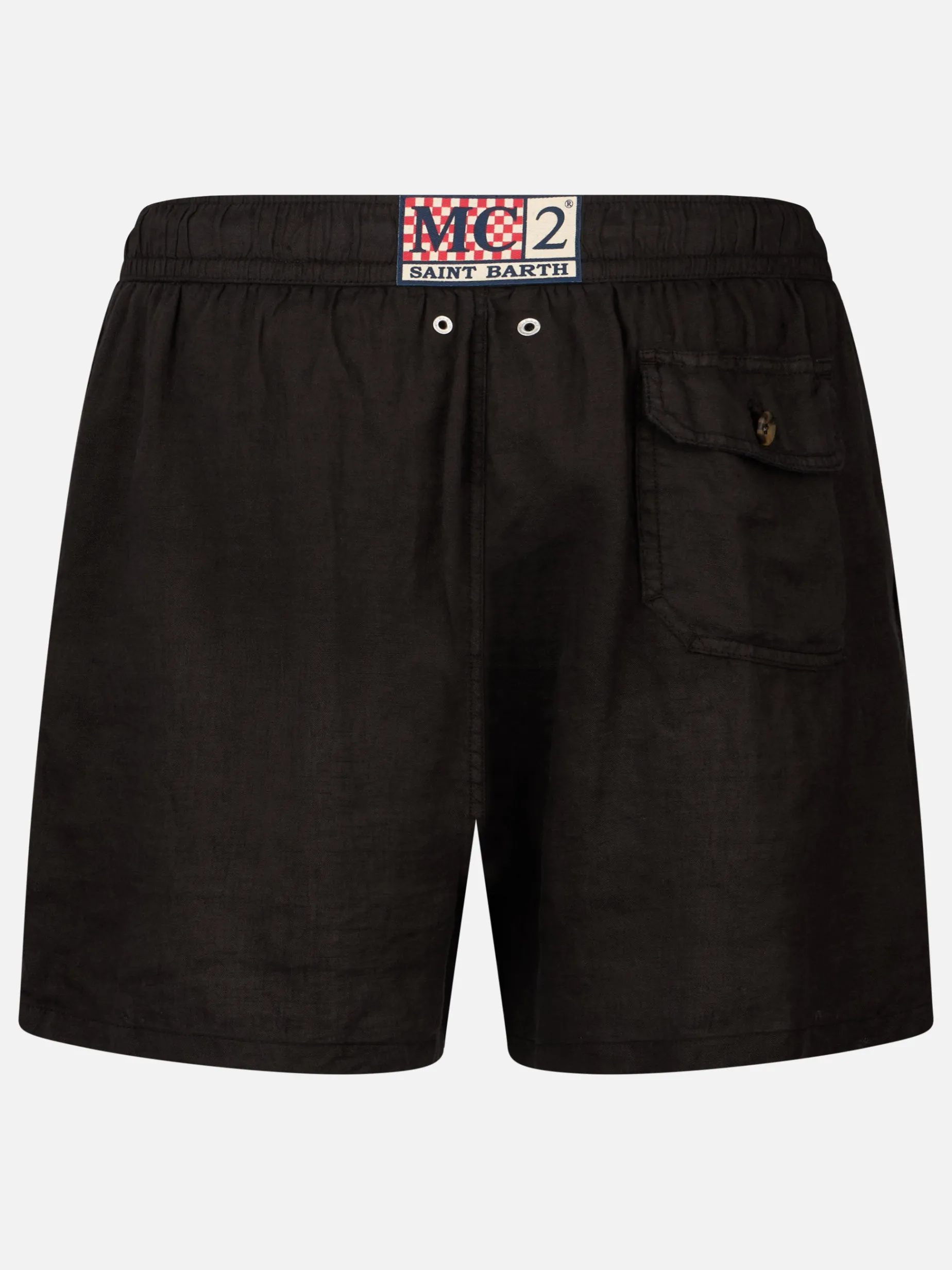 Costume da bagno da uomo di media lunghezza Gustavia in lino nero