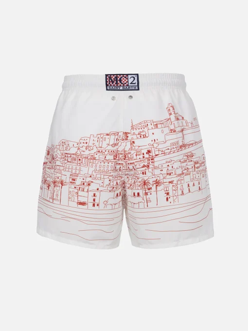 Costume da bagno da uomo Gustavia lunghezza media con stampa piazzata Ibiza