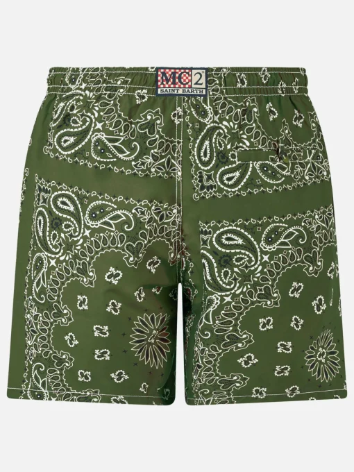 Costume da bagno da uomo con stampa bandana verde