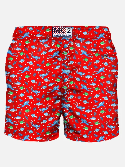 Costume da bagno da uomo in tessuto leggero con stampa sub