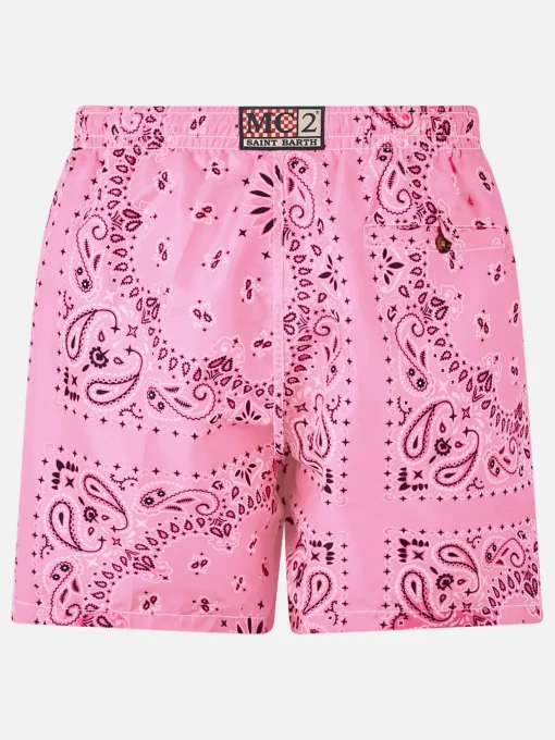 Costume da bagno da uomo con stampa bandana rosa