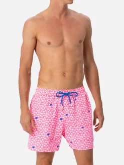 Costume da bagno da uomo in tessuto leggero Lighting Micro Fantasy con stampa palme