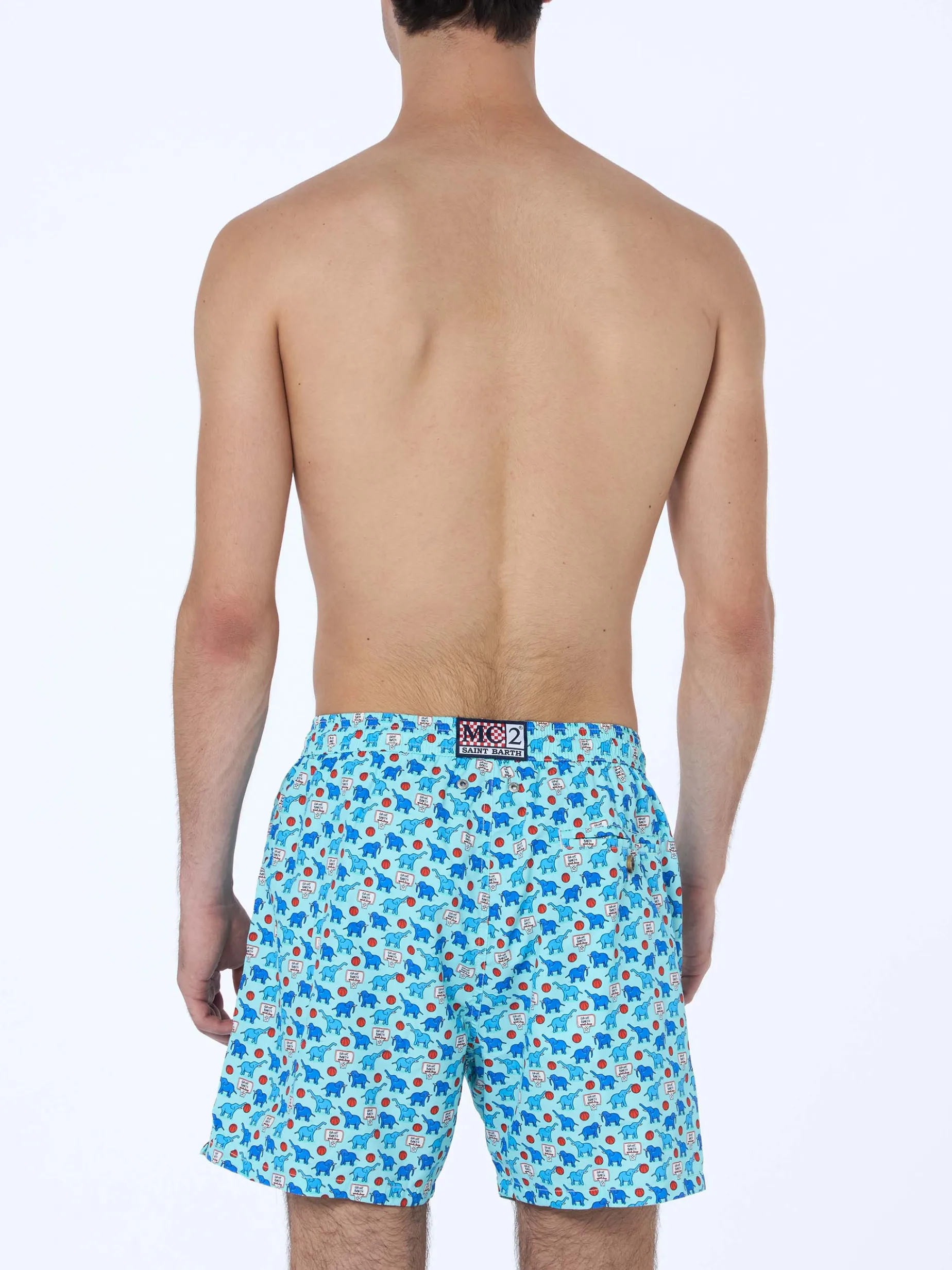 Costume da bagno da uomo in tessuto leggero Lighting Micro Fantasy con stampa elefante