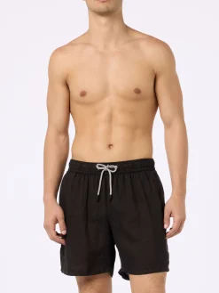 Costume da bagno da uomo di media lunghezza Gustavia in lino nero