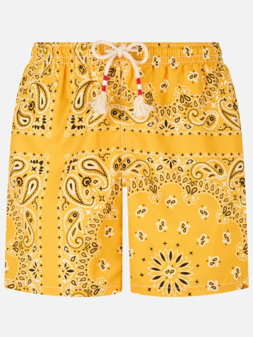 Costume da bagno da uomo con stampa bandana ocra