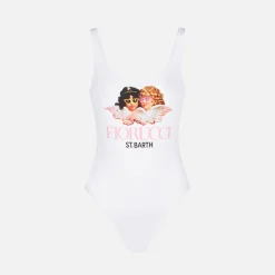 Costume intero da donna con stampa Angeli Fiorucci | FIORUCCI EDIZIONE SPECIALE