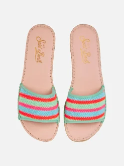 Espadrillas da donna con righe all'uncinetto