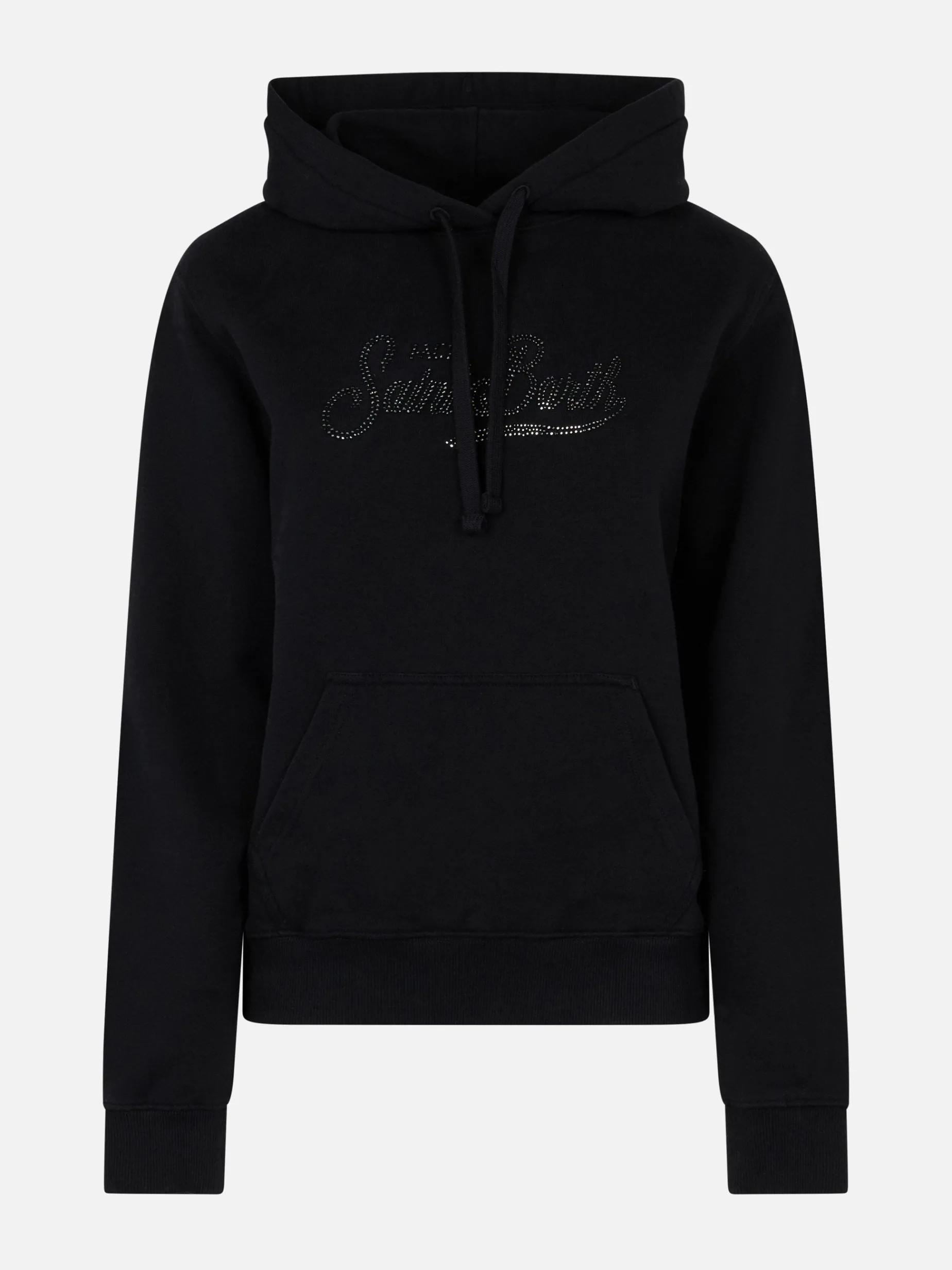 Felpa da donna nera Virginia con strass