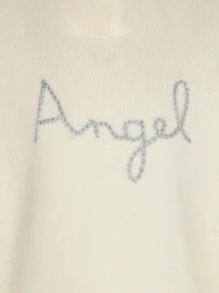 Maglia bianca da bambina con ricamo ali d'angelo