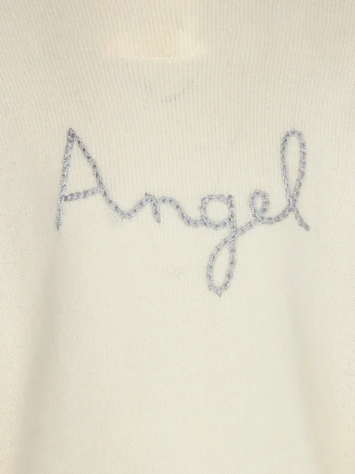 Maglia bianca da bambina con ricamo ali d'angelo