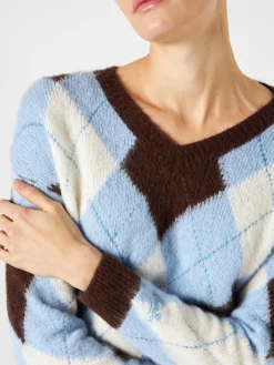 Maglia cropped da donna con fantasia a rombi