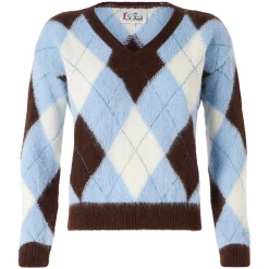 Maglia cropped da donna con fantasia a rombi