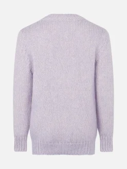 Maglia da bambina girocollo morbida lilla con ricamo St. Barth