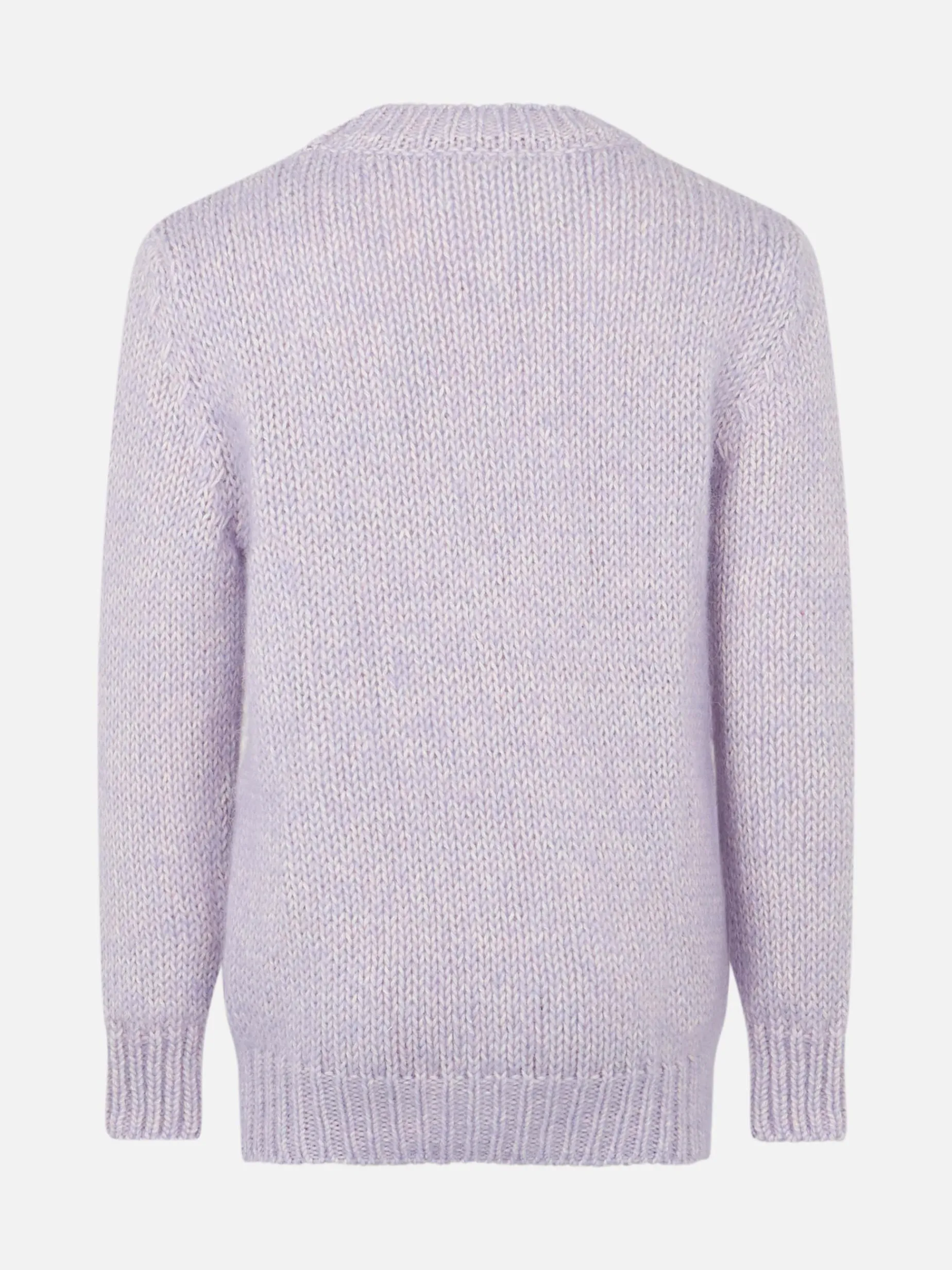 Maglia da bambina girocollo morbida lilla con ricamo St. Barth