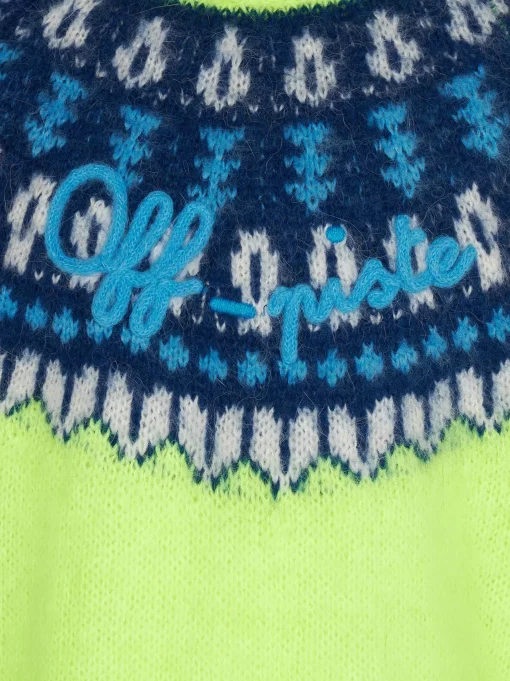 Maglia da bambino giallo fluo con jacquard islandese