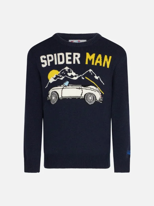 Maglia da bambino girocollo con stampa auto