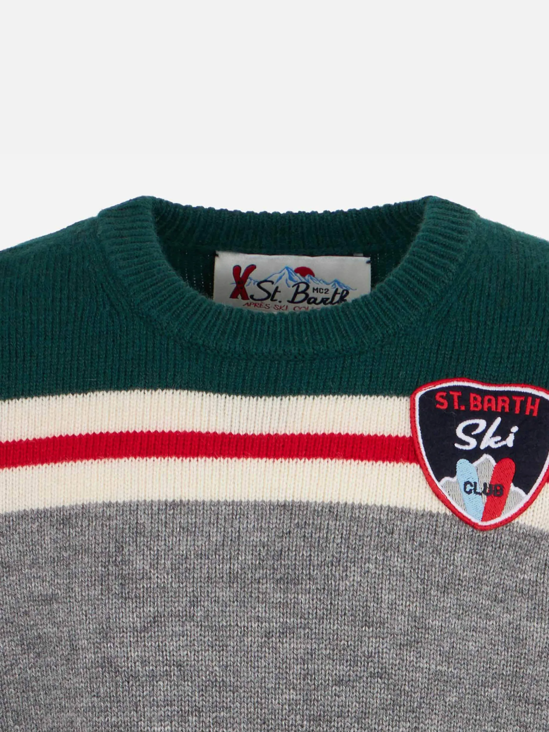 Maglia da bambino girocollo con patch St. Barth Ski club