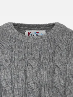 Maglia da bambino girocollo intrecciata con stampa Saint Barth