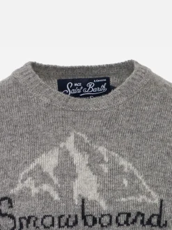 Maglia da bambino grigia con scritta Snowboard is dead!