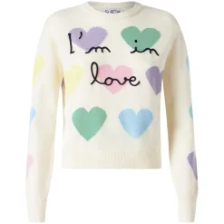 Maglia da donna con stampa cuori e ricamo I'm in Love