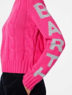 Maglia da donna girocollo intrecciata con stampa Saint Barth lurex