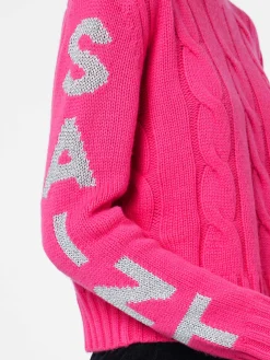 Maglia da donna girocollo intrecciata con stampa Saint Barth lurex