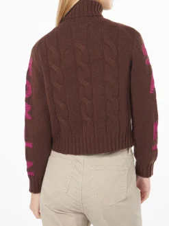 Maglia da donna intrecciata a collo alto con stampa jacquard Saint Moritz