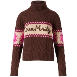 Maglia da donna mezzo collo alto con scritta Sun Moritz