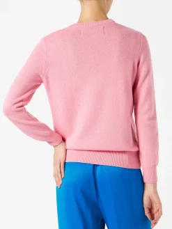 Maglia da donna rosa ricamo All you need is love