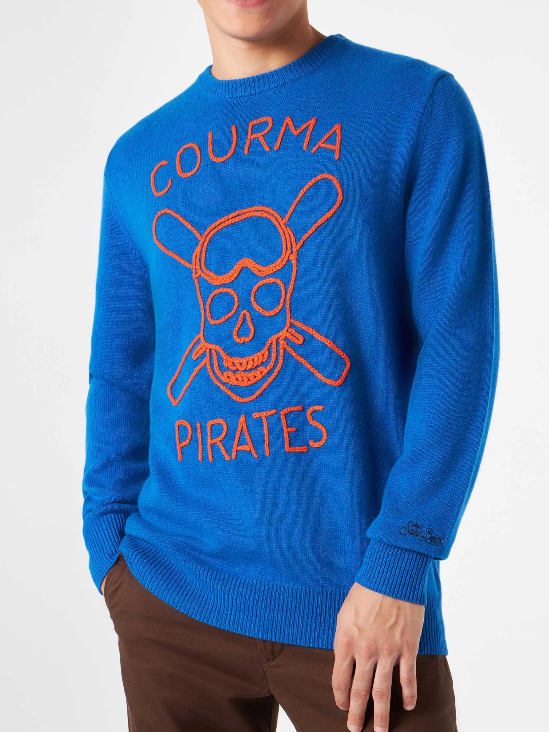 Maglia da uomo blu con ricamo Courma Pirates