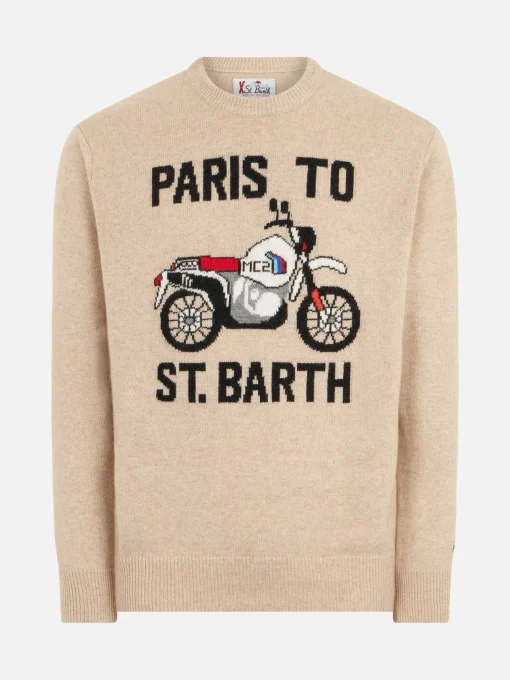 Maglia da uomo con stampa frontale Paris to St.Barth