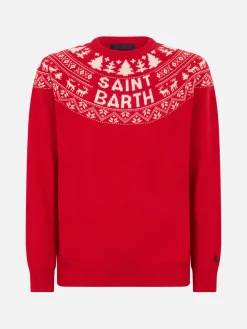 Maglia da uomo rossa in stile norvegese