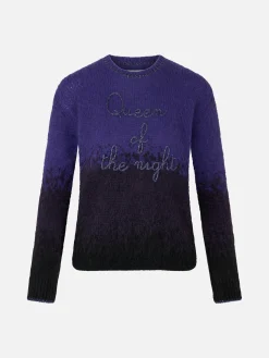 Maglia morbida da donna girocollo con ricamo Queen of the Night