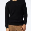 Maglia nera da uomo in lana stretch con ricamo St. Barth