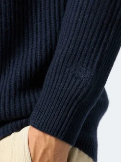 Maglione a coste blu navy da uomo Marine
