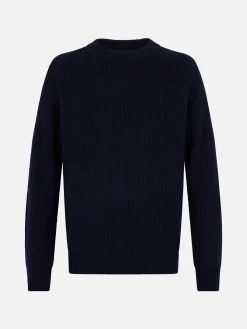 Maglione a coste blu navy da uomo Marine