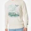 Maglione bianco da uomo Heron con stampa jacquard Mountain lover