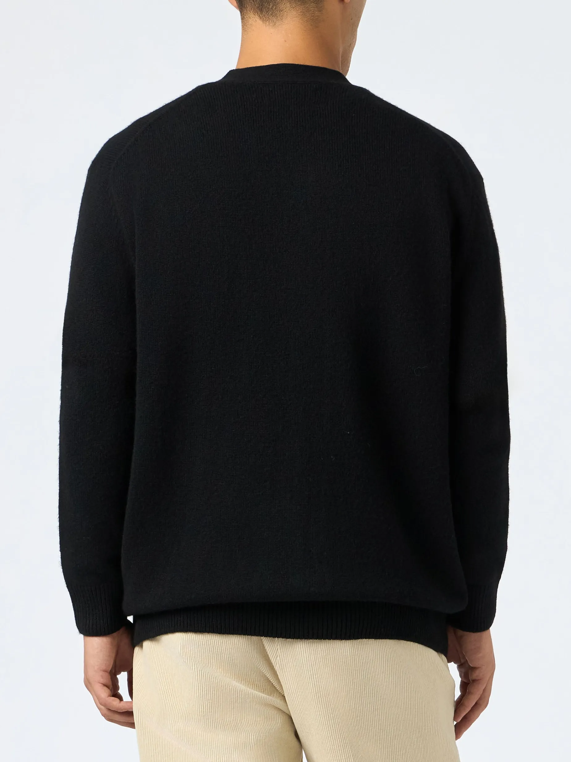 Maglione cardigan nero in misto cashmere da uomo Herrison