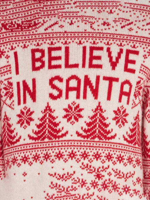 Maglione da bambina con stampa jacquard I believe in Santa
