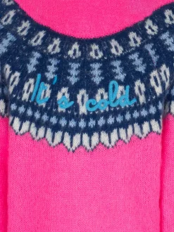 Maglione da bambina girocollo garzata con jacquard nordico