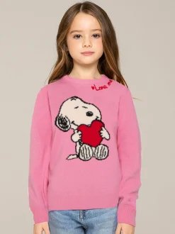 Maglione da bambina stampa Snoopy con ricamo Love me | Edizione speciale Peanuts™