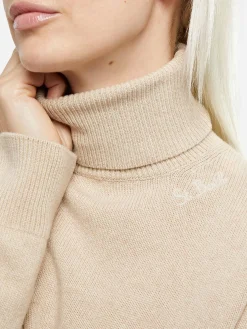 Maglione da donna beige Moody a costine sottili
