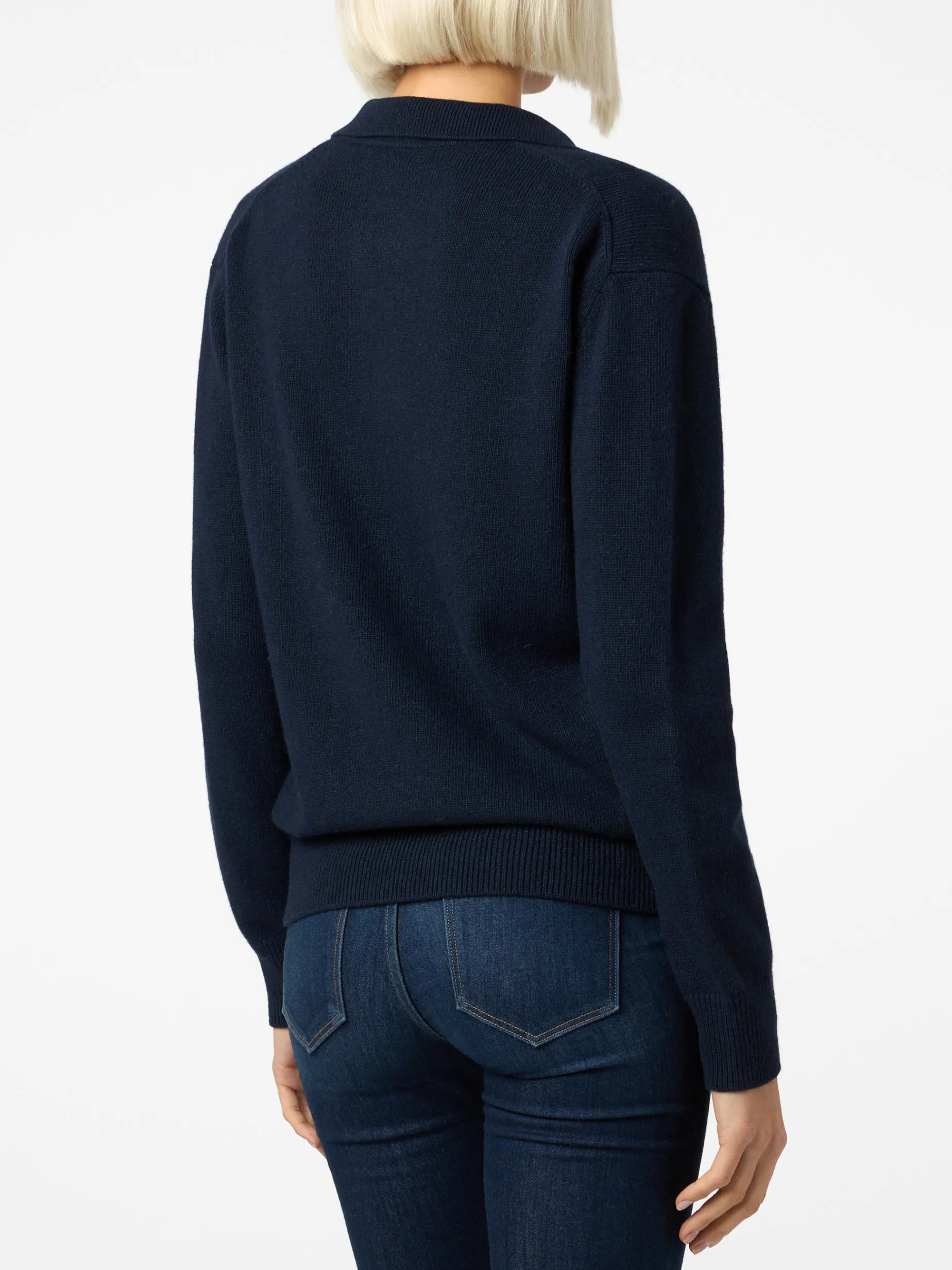 Maglione da donna blu navy Eze con collo polo