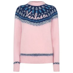 Maglione da donna con jacquard nordico e ricamo Verbier